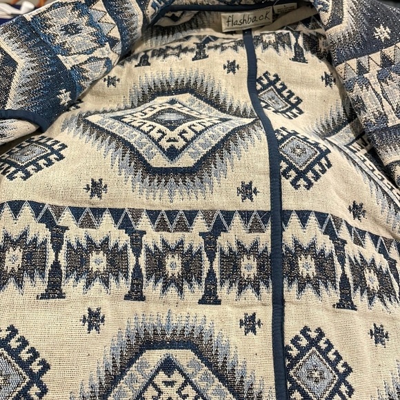 Boho Woven Aztec Sparkle Design Tapestry Jacket Coat Size Large - Picture 8 of 11
